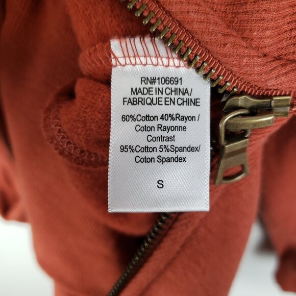 Young Fabulous & Broke Sweatshirt Dress Rust Faux Layered Zip Hem Size Small - Picture 7 of 9